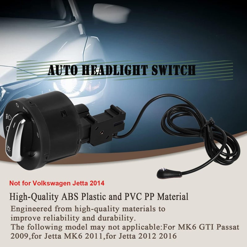 Ketofa Generic Auto Headlight Sensor Chrome Switch, Replacement for 5ND 941 431 B, Fits for Golf MK5 / Golf MK6 / Tiguan/Jetta MK5, Automatic Headlight On/Off - Image 2
